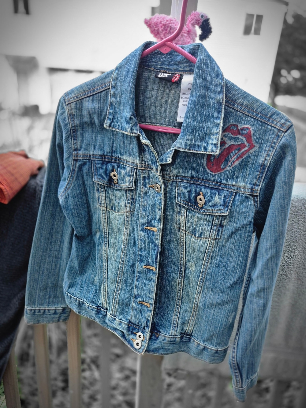 the Rolling Stones Blue Denim Jacket with Red Tongue Patch